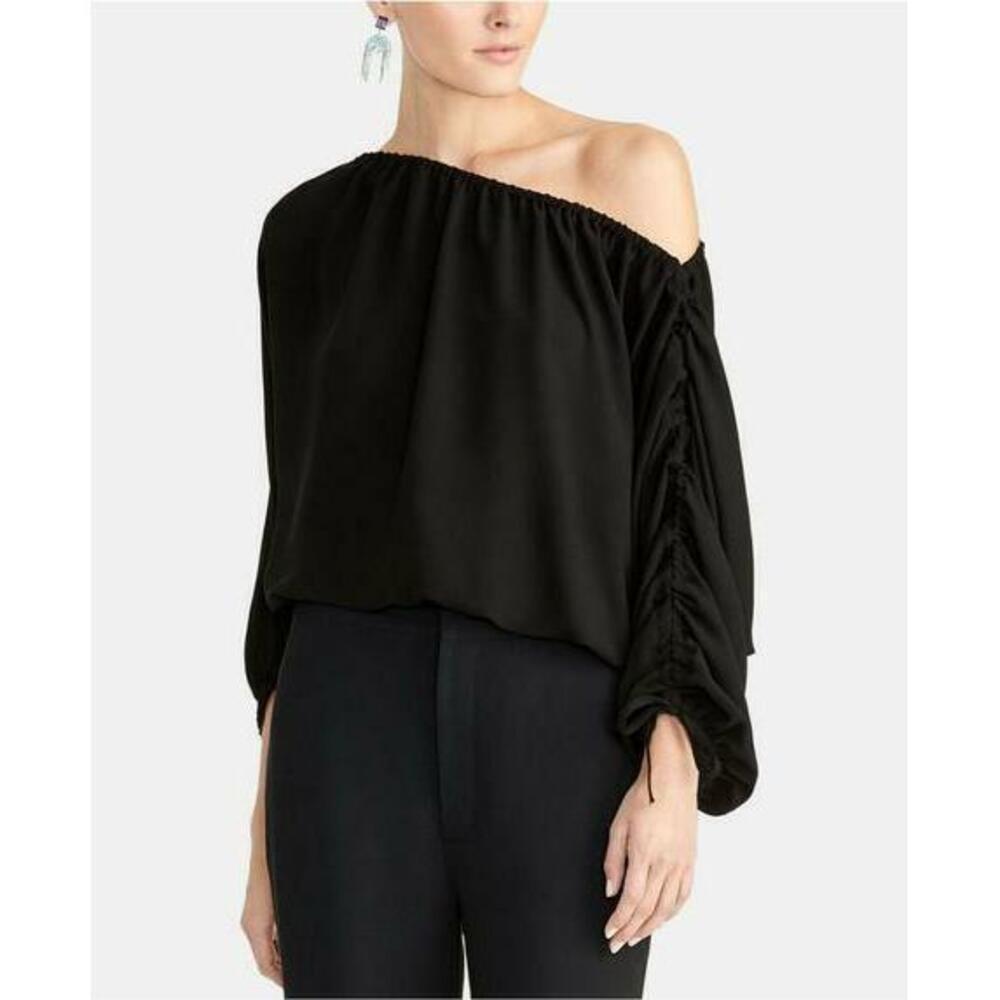 Rachel Roy Salena Off The Shoulder Long Drawstring Sleeve Top In Black XS